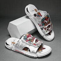 Hon Star Red Stark slippers mens trend Summer non-slip outside wearing beach sandals sandals Sensation Net Red drag