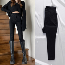 In autumn 2022 new black jeans female high waist fix and thin pencil pants are tall