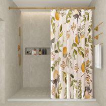 High-end magnetic suction shower curtain set non-perforated toilet bathroom waterproof cloth mildew thickening bath water curtain