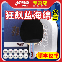 Red Double Happiness Table Tennis Racket Rape NO Series Blue Sponge Attack Professional Grade Pong Racket Single shot Gift Box