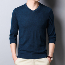 Mens cardigan autumn and winter dark v-neck base sweater sweater middle-aged loose thickened middle-aged business mens clothing