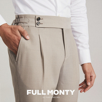 FULL MONTY summer Paris buckle trousers MENs BUSINESS FORMAL CASUAL SLIM STRAIGHT WOOL suit pants