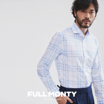 FULL MONTY linen plaid long sleeve shirt men Business Leisure Windsor collar senior feel shirt spring and autumn