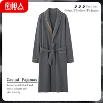 Sleeping robe mens spring and autumn in pure cotton pyjamas long sleeve mens all-cotton bathrobe thin section of the older family home suit suit
