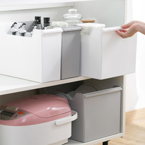 Home kitchen storage box cabinet storage basket kitchen plastic vertical finishing shelf rectangular storage box