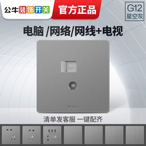 Bull 86 TV computer socket network cable TV panel TV network closed circuit TV socket G12 Gray