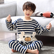 Winter childrens pajamas for boys padded velvet coral cashmere boys autumn and winter boys home clothes