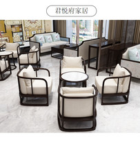 Sales office negotiation table and chair combination card seat sofa Zen new Chinese Tea House hotel club reception one table and four chairs