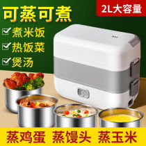 Household portable stainless steel double-layer electric lunch box can be plugged in cooking meal office workers heat preservation lunch box