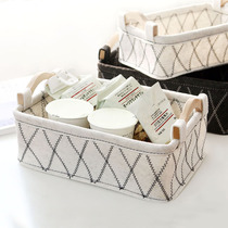 Yisen Japanese wooden handle storage basket handle felt storage basket simple sundries toy clothing finishing storage box