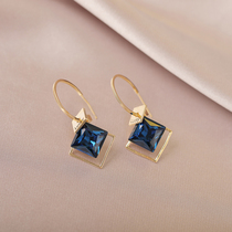 Korean high-grade sense crystal geometric earrings womens 2021 new light luxury drop earrings temperament sterling silver personality earrings
