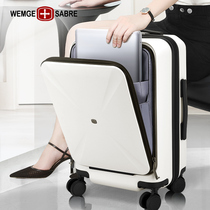 Swiss army knife front open cover luggage female small 20 inch business trolley case Men side open boarding case suitcase