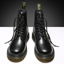 Genuine Leather Martin boots Mens Inron High Help Mens shoe trends Helping Leather Boots Boys Winter Plus Suede Black Man Boots