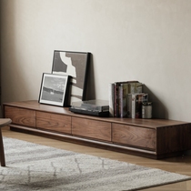 Nordic Full Solid Wood TV Cabinet Composition North American Black Walnut Wood Small Household Type Guest Hall Furniture Modern Minima Floor Cabinet