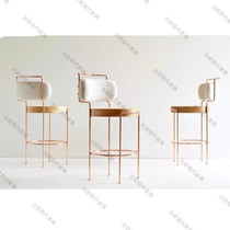  Light luxury fabric household bar chair KTV cafe Restaurant bar chair Reception high chair backrest woven rattan bar chair
