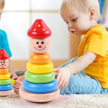 Childrens educational stacking toys 0-1-2 years old baby infant early education rainbow tower ferrule tumbler 3 stacking