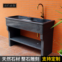 Stone laundry pool Balcony sink Courtyard Outdoor garden pool Outdoor granite with washboard basin groove customization