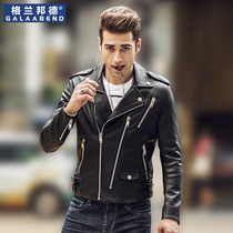 Locomotive leather mens Tide brand European and American leather jacket mens locomotive clothing 2021 New handsome early autumn jacket