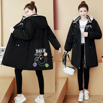 2021 new winter size pregnant women coat thickened lamb cashmere hooded cotton clothing long pregnant women winter cotton coat