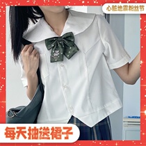 (Heart earthquake)Xiaoyuan classmate original blouse shirt short-sleeved summer milky white Japanese JK