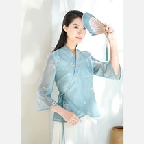 Early cicada Chinese style summer retro Chinese womens high-end short style Chinese clothing cheongsam Zen tea jacket