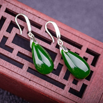 Xi zhan Xuan S925 pure silver display face thin and field Bite jade long earrings Earrings Temperament Drop Earrings Brief with certificate