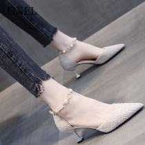 Fataway High heels woman 2022 New spring and autumn 100 hitch female wind hollow with thin heel pointed single shoe woman