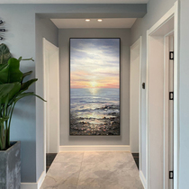 Rising Sun Dongsheng entrance decorative painting hanging painting vertical corridor aisle fantasy murals abstract pure hand-painted Sunrise oil painting