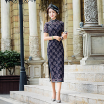 Cheongsam improved summer 2021 new female long lace little dress eroded Bone Slim temperament elegant