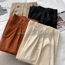 Tstz A four homemade long legs recommended khaki casual pants early autumn loose wide leg pants suit pants