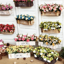 Home Living Room Fence Flower Arrangement Emulation Flower Furnishing Decoration Flowers Roses Embroidered Ball Flowers Fake Flowers Potted Wedding