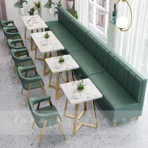 Net red milk tea shop table and chair restaurant coffee shop against the wall card seat sofa baking dessert shop snack shop table and chair combination