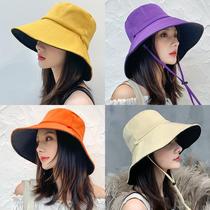 Face small anti-ultraviolet fishermans hat childrens tide Korean version of Japanese windproof bike hat sunshade sunscreen hat big edge basin hat