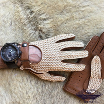 Romania Makes Crochet Hook Breathable Summer Ride Driving Retro Harley Motorcycle Deer Leather Heat Dissipation Gloves