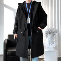 Autumn new medium-long windbreaker mens port wind loose tide brand civil servant coat Korean version of the student trend coat