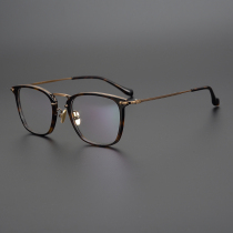  Light luxury tortoiseshell handmade plate Zhongjin pure titanium square frame literary fan youth myopia glasses frame men and women tide