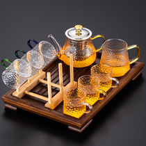 Glass kung fu tea set home office living room simple small tea tray transparent tea cup set