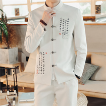 Spring suit mens suit Chinese Tang suit Chinese style clerk Zen suit ancient slim youth coat tunic suit