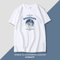Original climber Summer casual T-shirt male and female trendy pure cotton round collar loose positive shoulder short sleeve student blouse