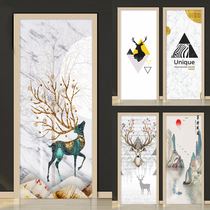 Creative Nordic Washroom Door Stickers Whole self-adhesive decoration Ugly Toilet Glass Wardrobe Old Room Door Sticker