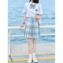 Summer ice cream jk uniform skirt genuine suit full set of original pleated skirt College wind brand plaid short skirt women
