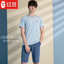 Red bean Modal home wear spring summer mens home wear mens casual soft breathable skin-friendly short-sleeved mens pajamas