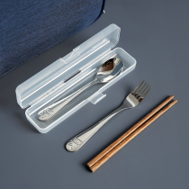 Portable tableware set chopsticks spoon three-piece student tableware box single to work travel 304 stainless steel