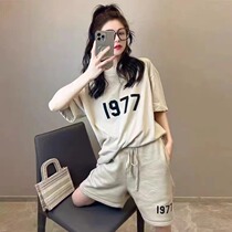 Casual sportswear set womens summer fashion fried street gym running yoga shorts short sleeves two-piece set thin