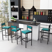 New Chinese wrought iron bar chair Modern simple high chair bar chair Nordic light luxury American household backrest stool