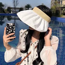 Chen Baiyan elects a swimming sun protection hat with a large hat peak temperament 100 lap flipside and two wear black snapback sun hat
