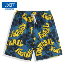 Mens large size loose beach pants tide brand can go into the water quick-drying swimming trunks seaside vacation five-point hot spring flower pants