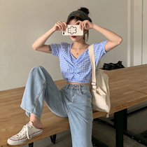 Summer thin section 2022 New small pair of pants High waist display slim jeans female summer straight cylinder loose broadlegged pants