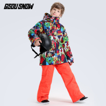 GsouSnow ski suit children outdoor veneer double board Waterproof warm boy children snow suit snow village Snow Watch suit
