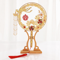Double-sided Group fan bride fan wedding ceremony Xiuhe clothing Chinese style wedding hand-held Flower ancient style handmade fan gift box